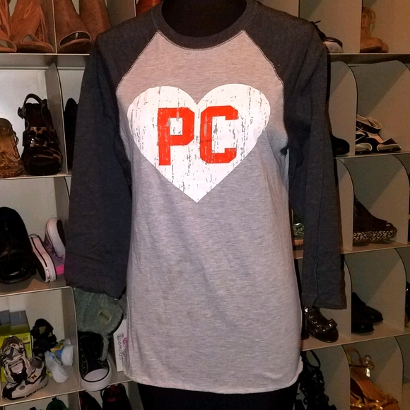 Heart PC gray baseball style tshirt top S - Picture 1 of 5
